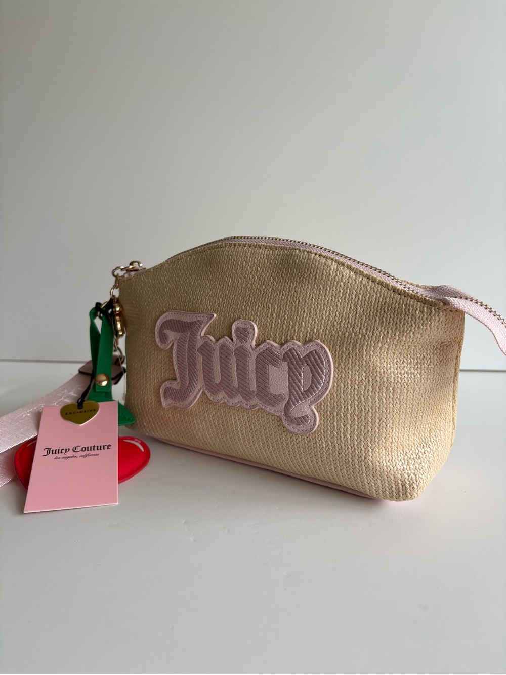 Juicy Couture Paradise Triangle Gusset Straw Cosmetic Pouch NWT